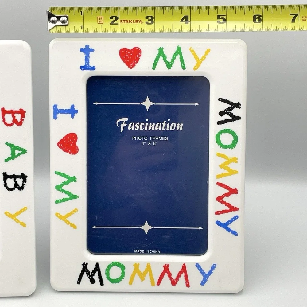 Vintage Fascination I Love My Baby Mommy 4x6 Photo Frames Set of 2 Colorful